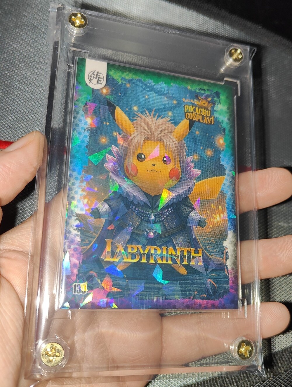 Labyrinth David Bowie holo encased Pikachu Cosplay card Unofficial Pokemon Peru